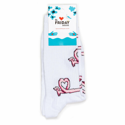 Носки St. Friday Унисекс носки с надписями и рисунками St.Friday Socks, размер 42-46, розовый, белый