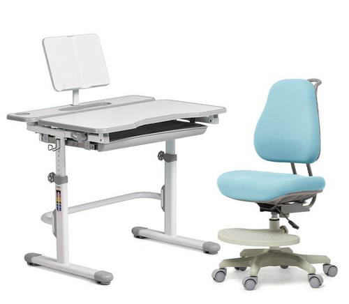 Комплект стол-трансформер Freesia grey + эргономичное кресло Cubby Paeonia Голубой