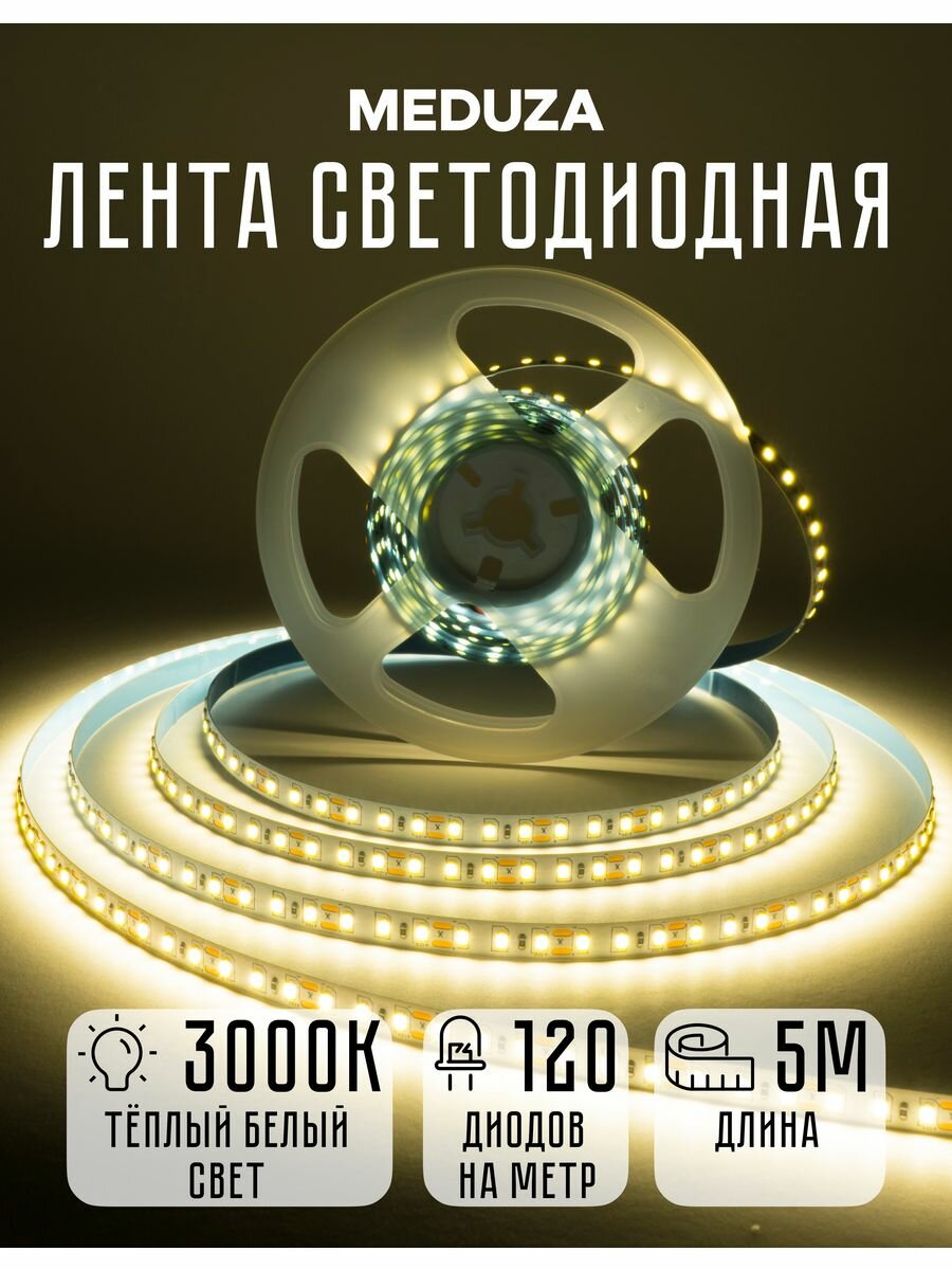 Светодиодная лента 5м 12В SMD2835 120led на метр