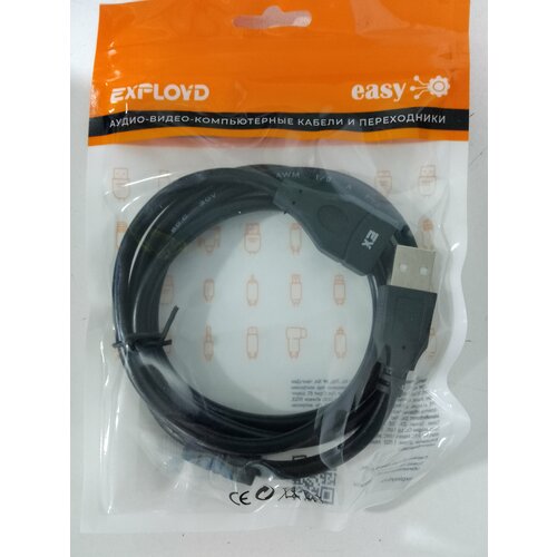 Кабель удлинитель USB/Exployd/USB-A/2.0/чёрный/1M/Easy/EX-K-1399 кабель 5bites usb 3 0 am am 1m uc3009 010