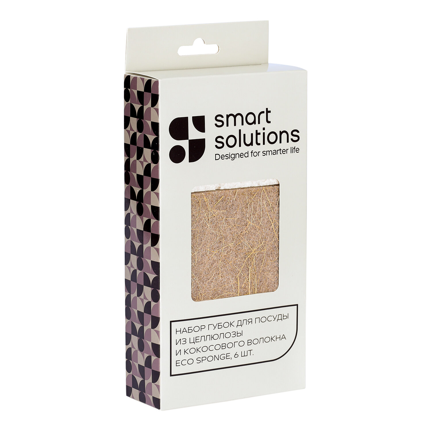 Губки для мытья посуды из целлюлозы и кокосового волокна 6 шт Eco Sponge Smart Solutions SS0000101