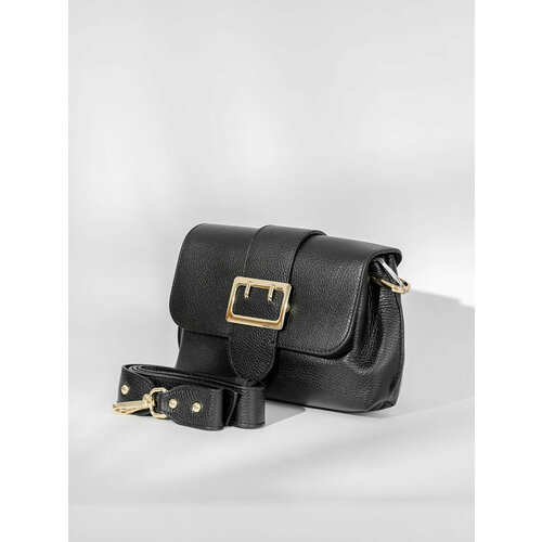 Сумка багет STEFFALINI, фактура зернистая, черный