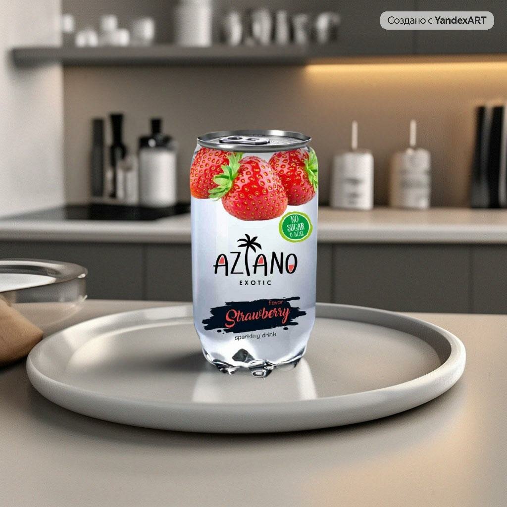 Напиток газированный Aziano Strawberry (Клубника) 0.350 л упаковка 12 штук