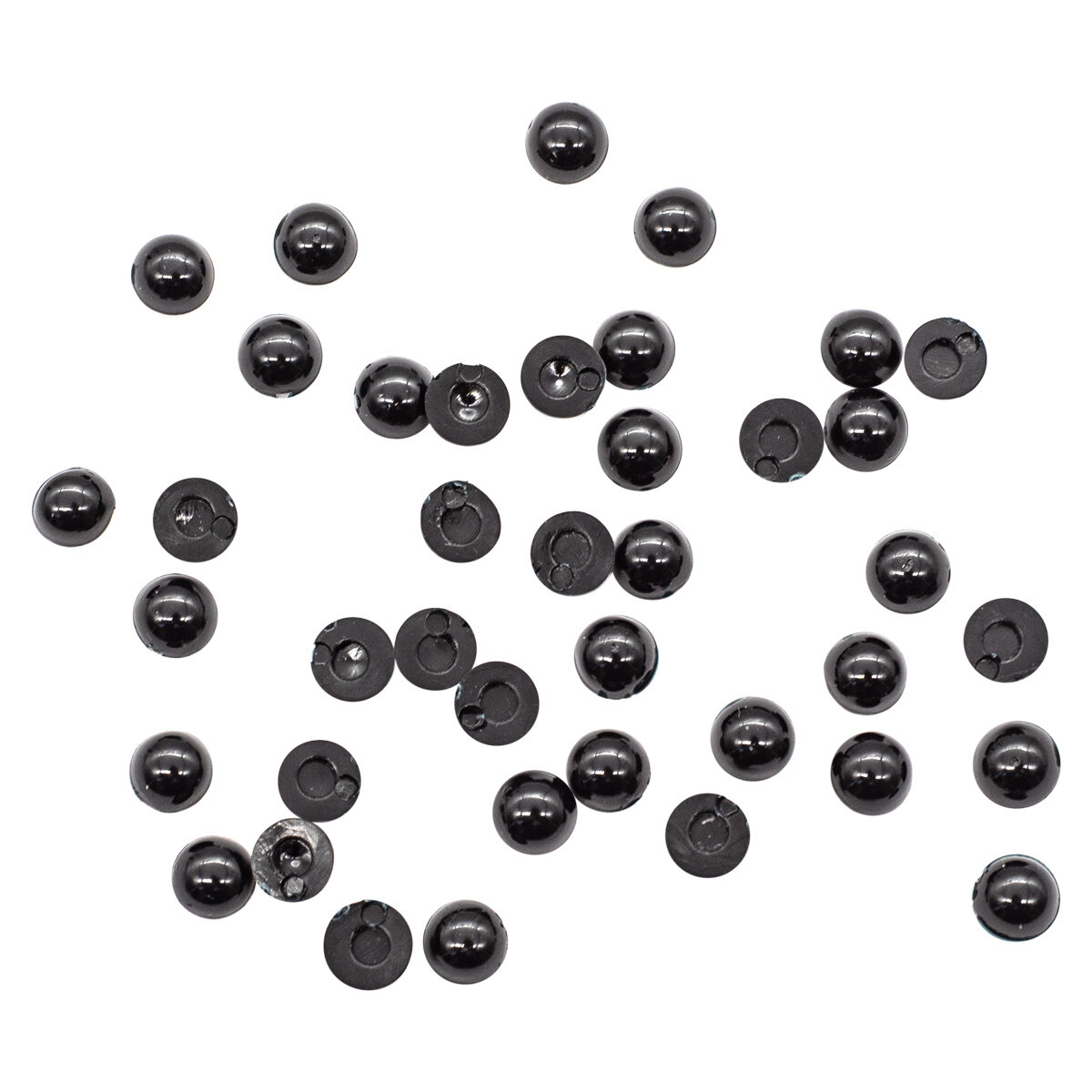 Глазки для игрушек 7 мм, 40 шт, фиксация на клей, полубусины, черные, SOVUSHKA — фото 1