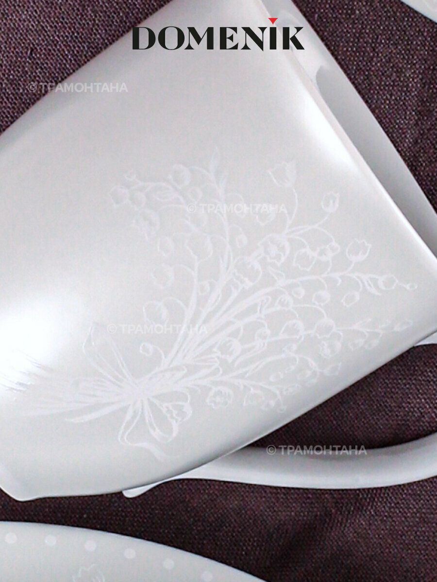 Кружка DOMENIK SPRING ROMANCE 300мл белая, для чая и кофе, фарфор, с ручкой — фото 1