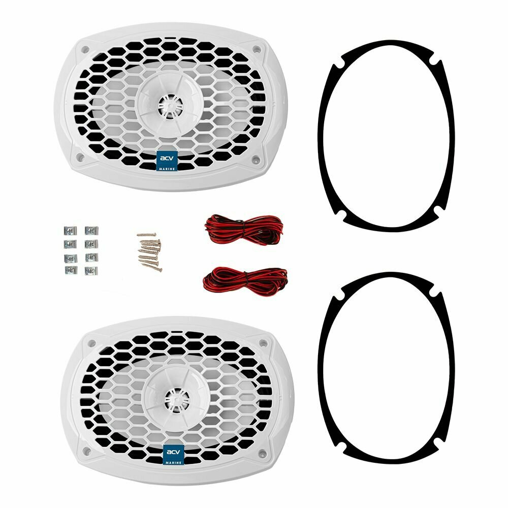 Морская акустика ACV M69W 240 Вт, 6х9', комплект динамиков 2 шт, влагостойкие колонки для лодки, катера, яхты водонепроницаемые 2-полосные, цв. черный
