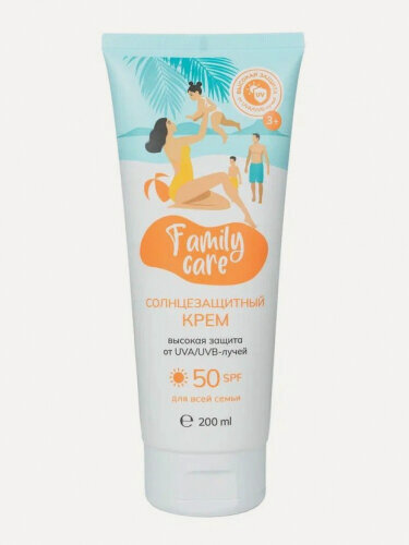 Изображение товара Солнцезащитный крем Digidon Family Care водостойкий, с натуральными маслами SPF 50, 200 мл