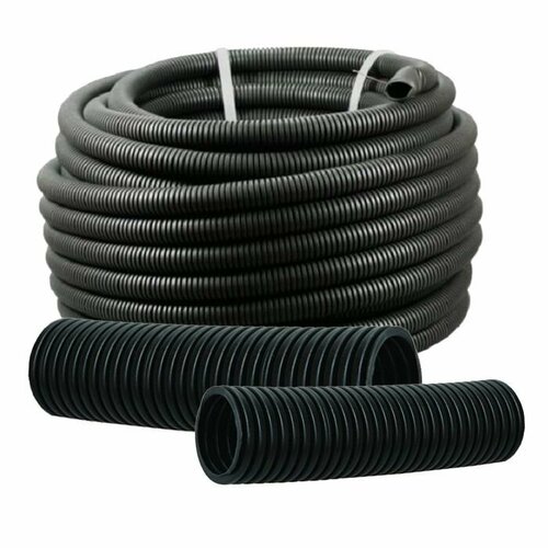 Труба гофрированная ПНД лёгкая (чёрная) с протяжкой d 20 мм (100 м / бухта)