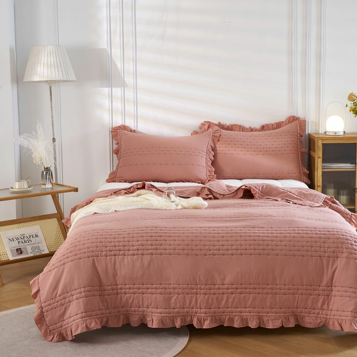 фото Покрывало Arya Stone Washed Breeze 250x260 Розовый