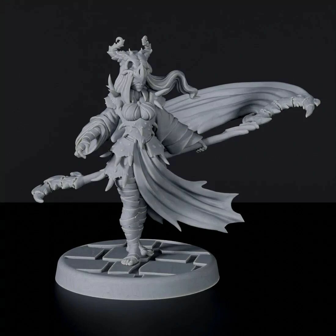 Миниатюра D&D 'Колдунья племени с косой' масштаб 32 мм (DnD, Dungeons & Dragons, ДнД, Подземелья и Драконы, Pathfinder)