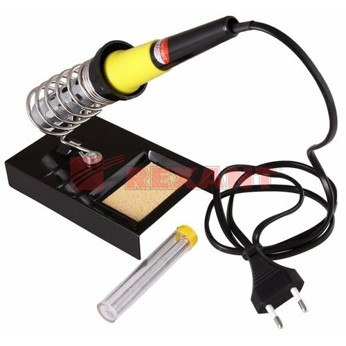 Набор для пайки паяльник 30 Вт оловоотсос подставка припой Rexant 12-0163 10 шт 13480₽