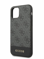 Guess для iPhone 11 чехол 4G PU Stripe Metal logo Hard Grey