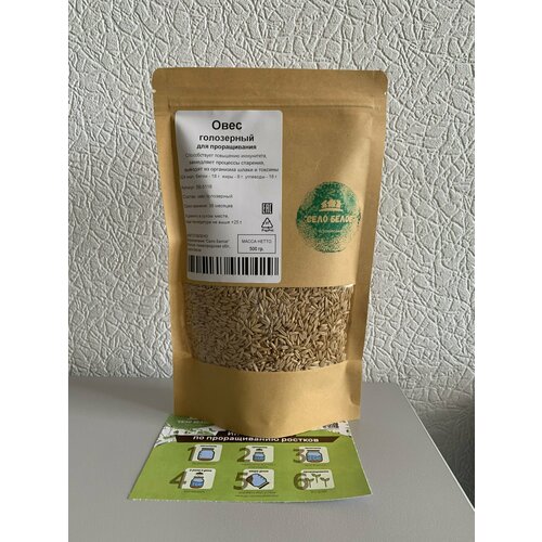 Овёс голозерный для проращивания проростков и Витрграс семена 500 гр.