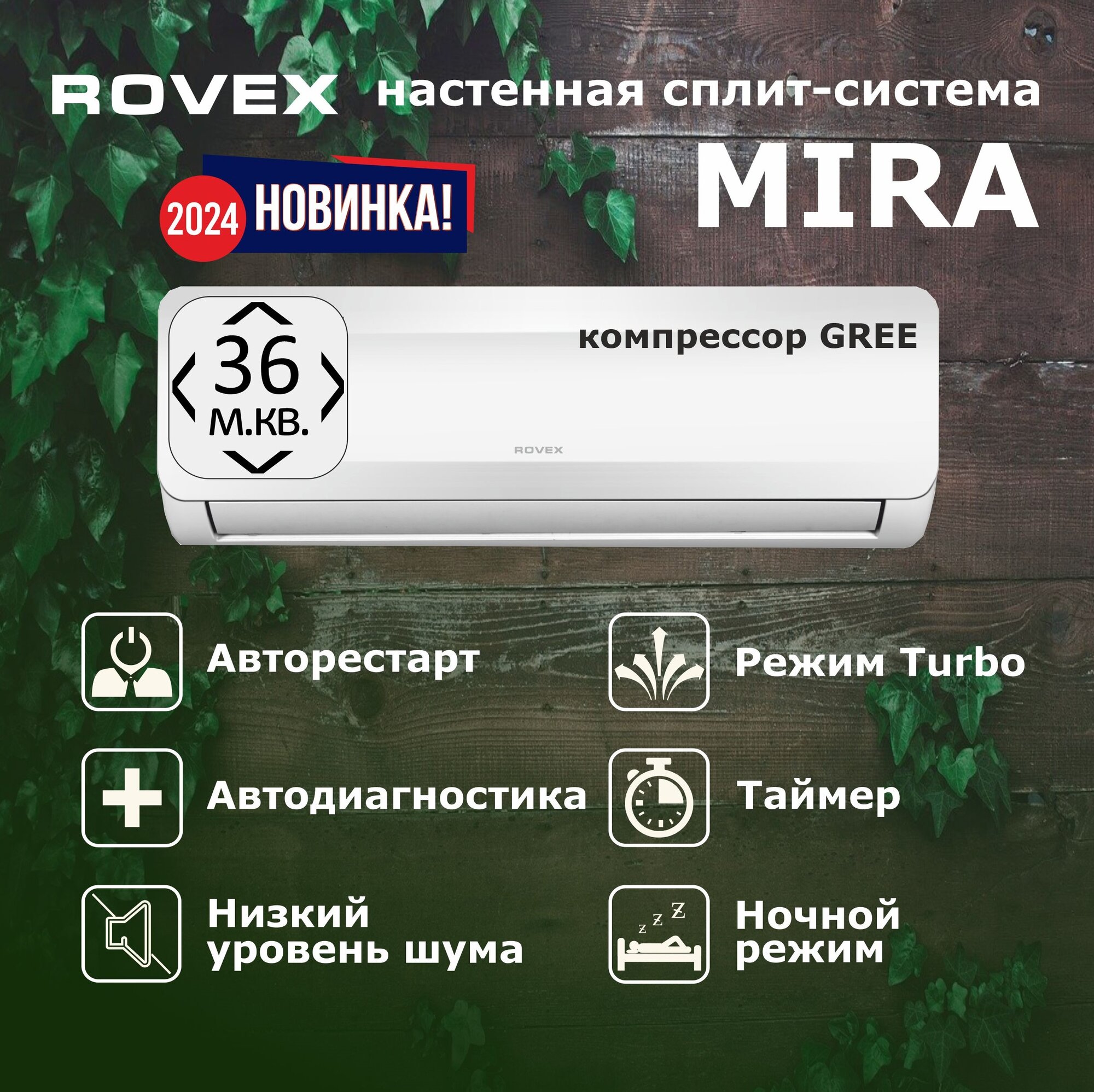 Сплит-система ROVEX MIRA AST-12HE бытовой кондиционер до 36 кв м