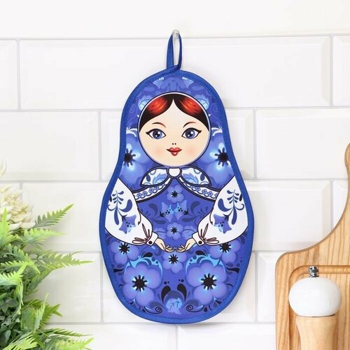 Прихватка Матрёшка гжель сувенирная 29х20 см 523₽