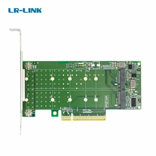 Адаптер для SSD LR-Link PCIe x8 to 2-Port M.2 NVMe Adapter разное lr link m 2 nvme raid adapter pcie 3 0 x8 2 x m 2 nvme ports raid 0 1 supported