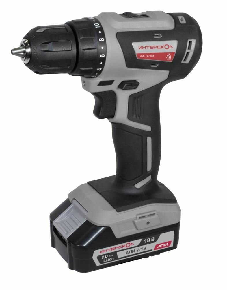 фото Аккумуляторная бесщеточная дрель-шуруповерт ИНТЕРСКОЛ ДА-10/18В (кейс, 2 аккум. 2Ач, ЗУ) минимакс