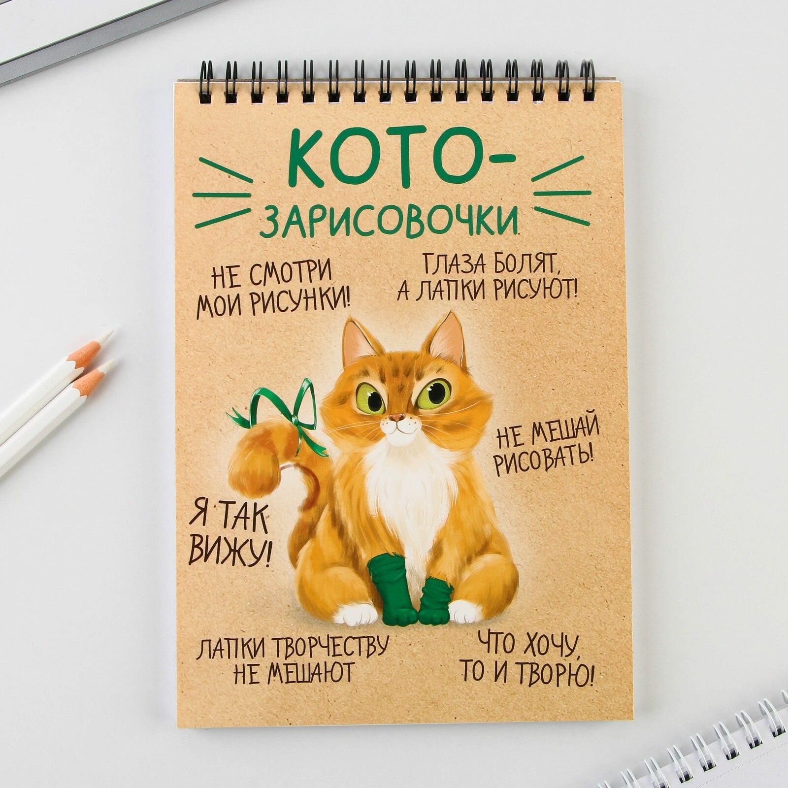 Скетчбук А5, блокнот 40 л 100 г/м2 Котозарисовки, подарочный