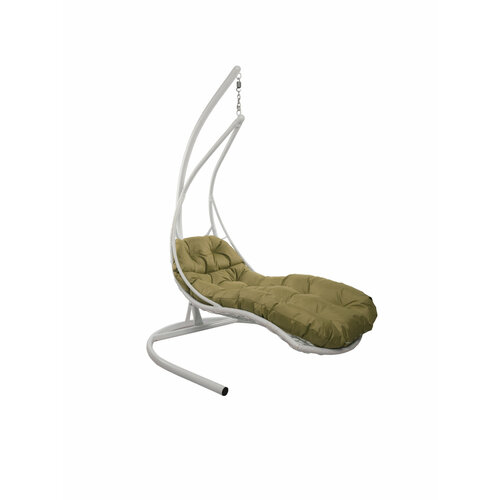 Подвесное кресло M-group лежачее, с ротангом белое бежевая подушка подвесное кресло m group для двоих белое бежевая подушка