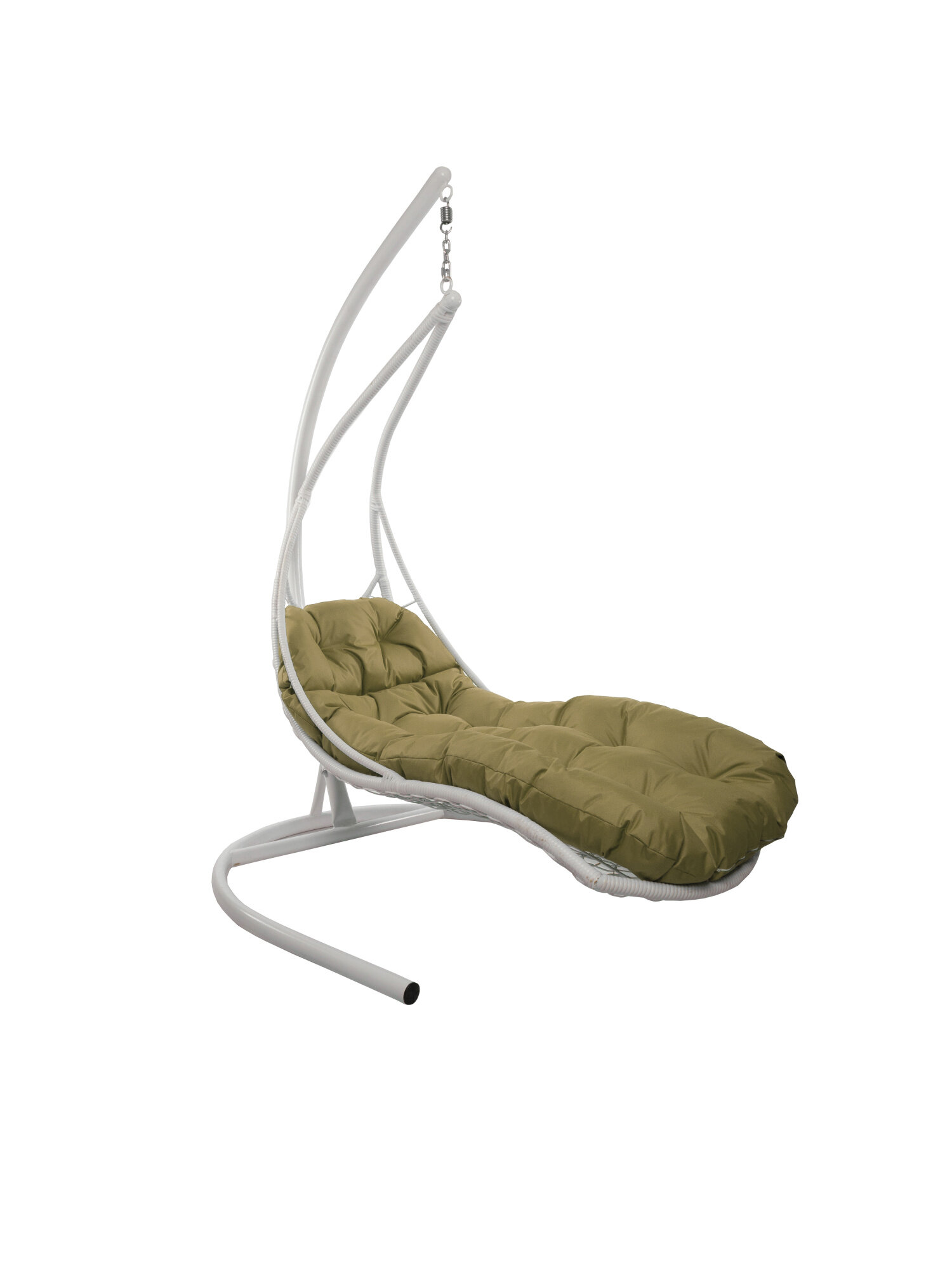 Подвесное кресло M-group лежачее, с ротангом белое бежевая подушка