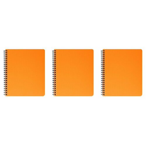 InФормат Тетрадь А5 Оранжевая, в клетку на гребне в пластиковой обложке, 96 листов, 3 шт тетрадь 48л а5 клетка на гребне officespace neon оранжевая пластиковая обложка упаковка 3 шт