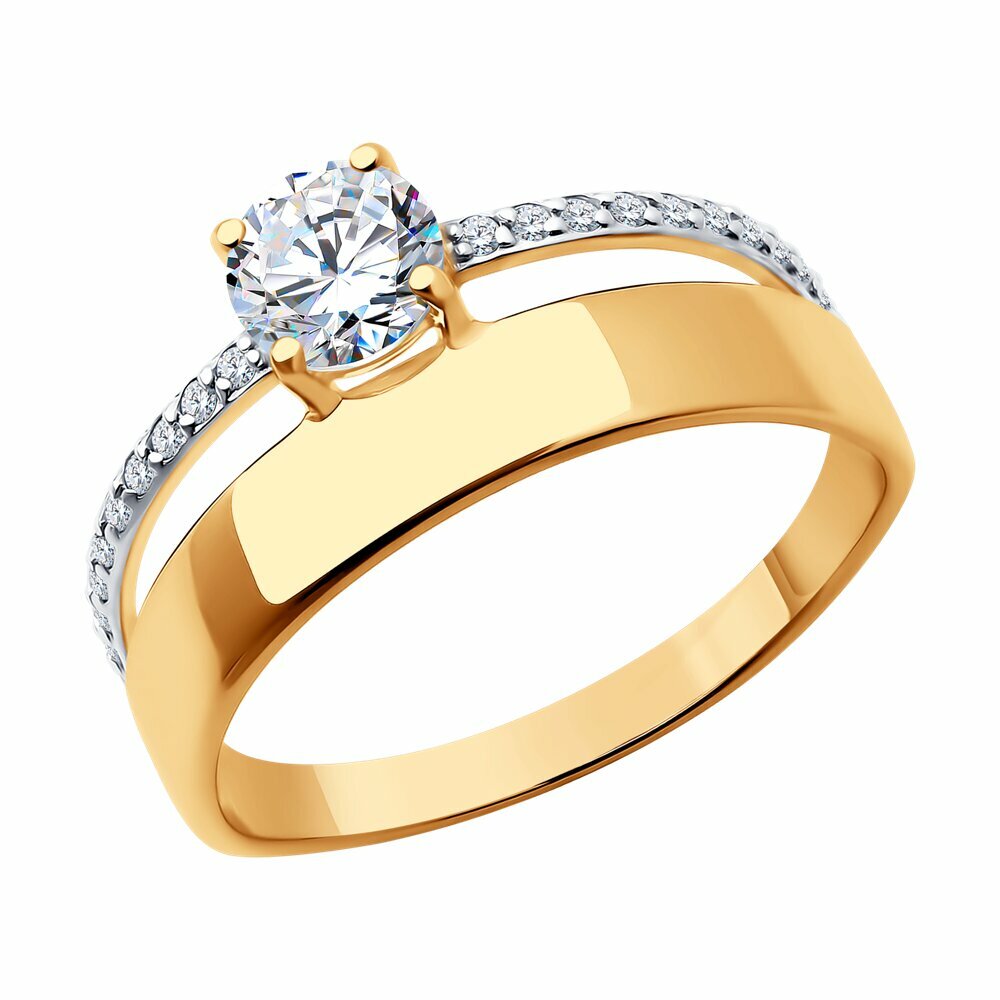 Кольцо SOKOLOV, красное золото, 585 проба, фианит