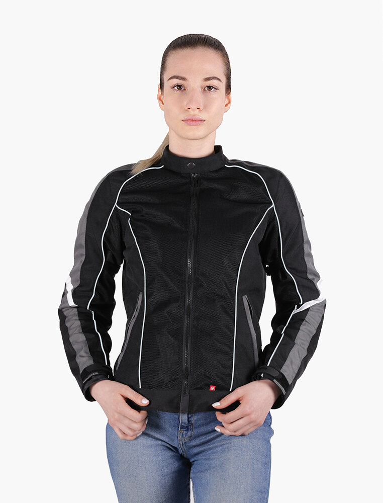 Мотокуртка женская INFLAME GLACIAL текстиль+сетка, цвет серо-черный, размер XXS