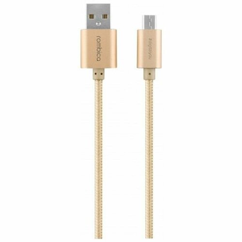 Кабель Rombica Twist Silver, USB - micro USB, текстиль, 1м, золотой