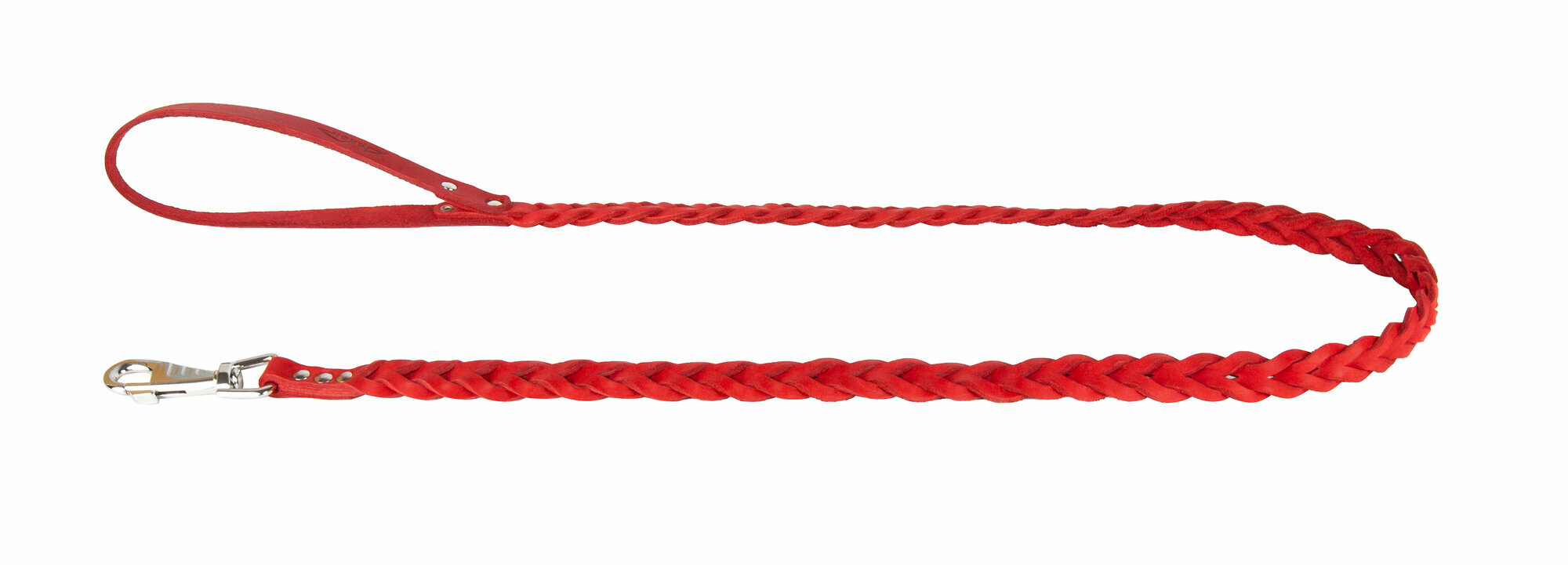 Поводок аркон кожаный 1.2м х 12мм плетение "Косичка", цвет красный