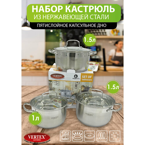 Набор кастрюль с стеклянными крышками 8000₽