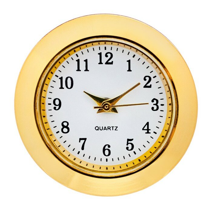 Часы-вставка КНР Кварцевые, диаметр 2,5 см, дискретный ход, золотистые, LQ377А
