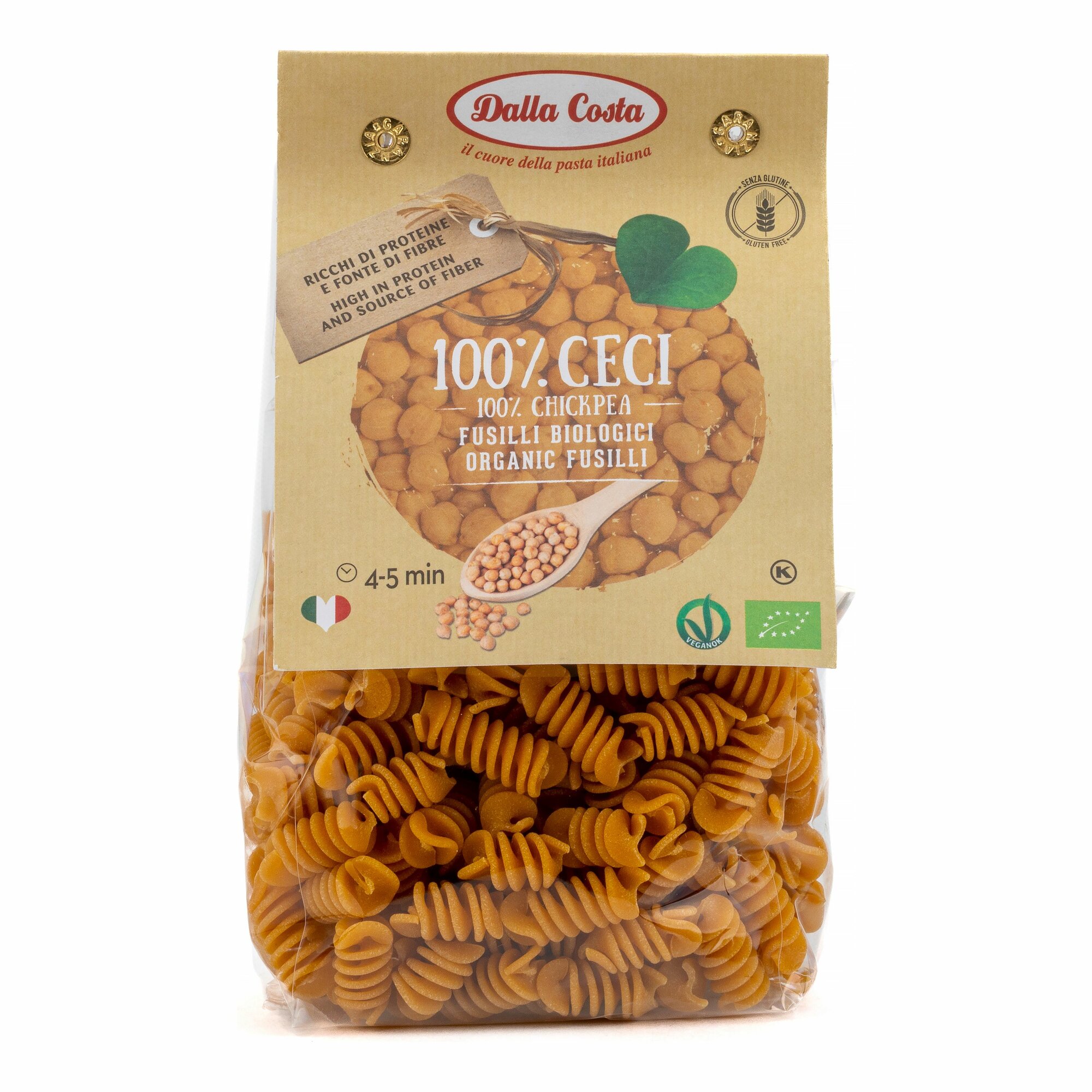 Макаронные изделия Dalla Costa из нутовой мука "Фузилли БИО", 250 г