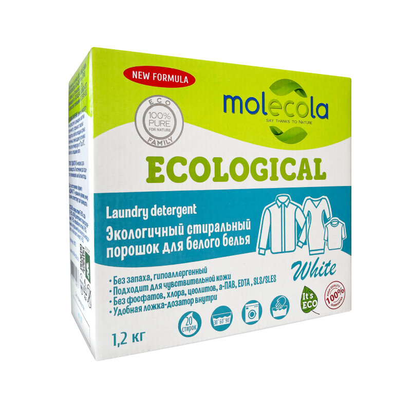 Порошок стиральный для белого белья Molecola  1 2 кг 