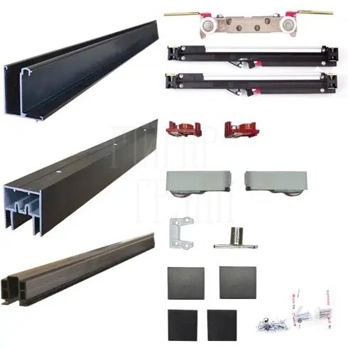 фото Раздвижная система невидимая Terno Scorrevoli Magic EQUAL для двери 68-110 см до 40 кг (42-44 мм) матовый черный