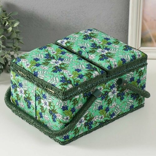 Шкатулка для рукоделия Полевые цветы на зелёном 19х26х145 см 4130₽