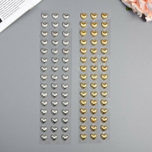 Наклейка пластик стразы Сердечки 32х7 см 483₽