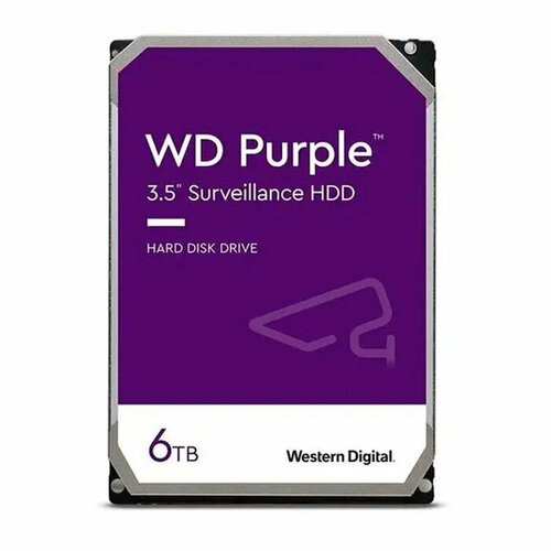 Жесткий диск Western Digital HDD SATA 6Tb Purple WD64PURZ, IntelliPower, 256MB buffer внутренний жесткий диск 3 5 6tb western digital wd64purz 256mb 5400rpm sata3 purple