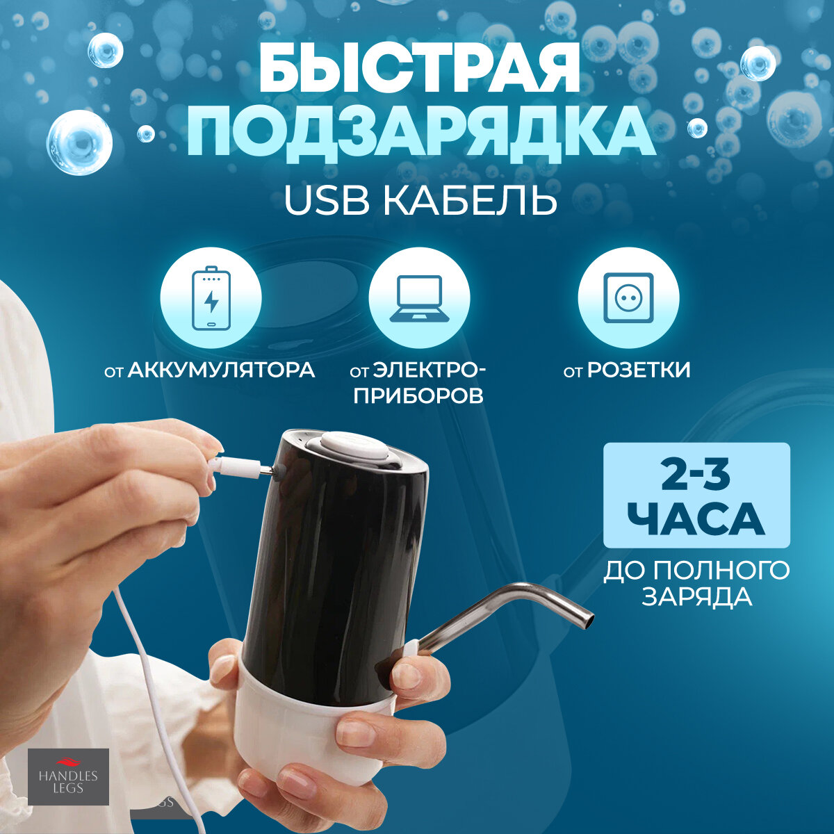 Помпа электрическая для воды питьевой на бутыль 19 литров — фото 1