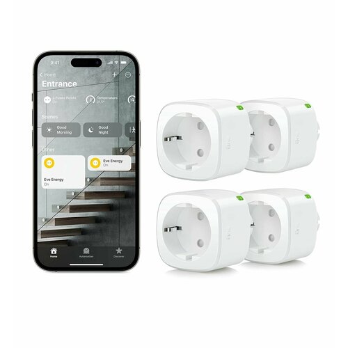 Набор умных розеток 4 шт. Eve Energy Matter Apple HomeKit (10EBO8351)