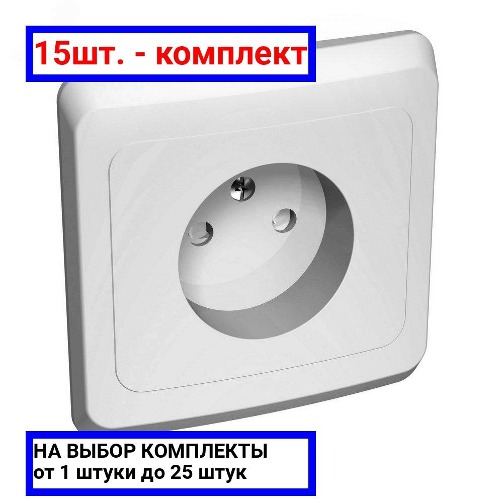 15шт. - Этюд Розетка скрытая без заземления со шторками белая / Systeme Electric; арт. PC16-002B; оригинал / - комплект 15шт