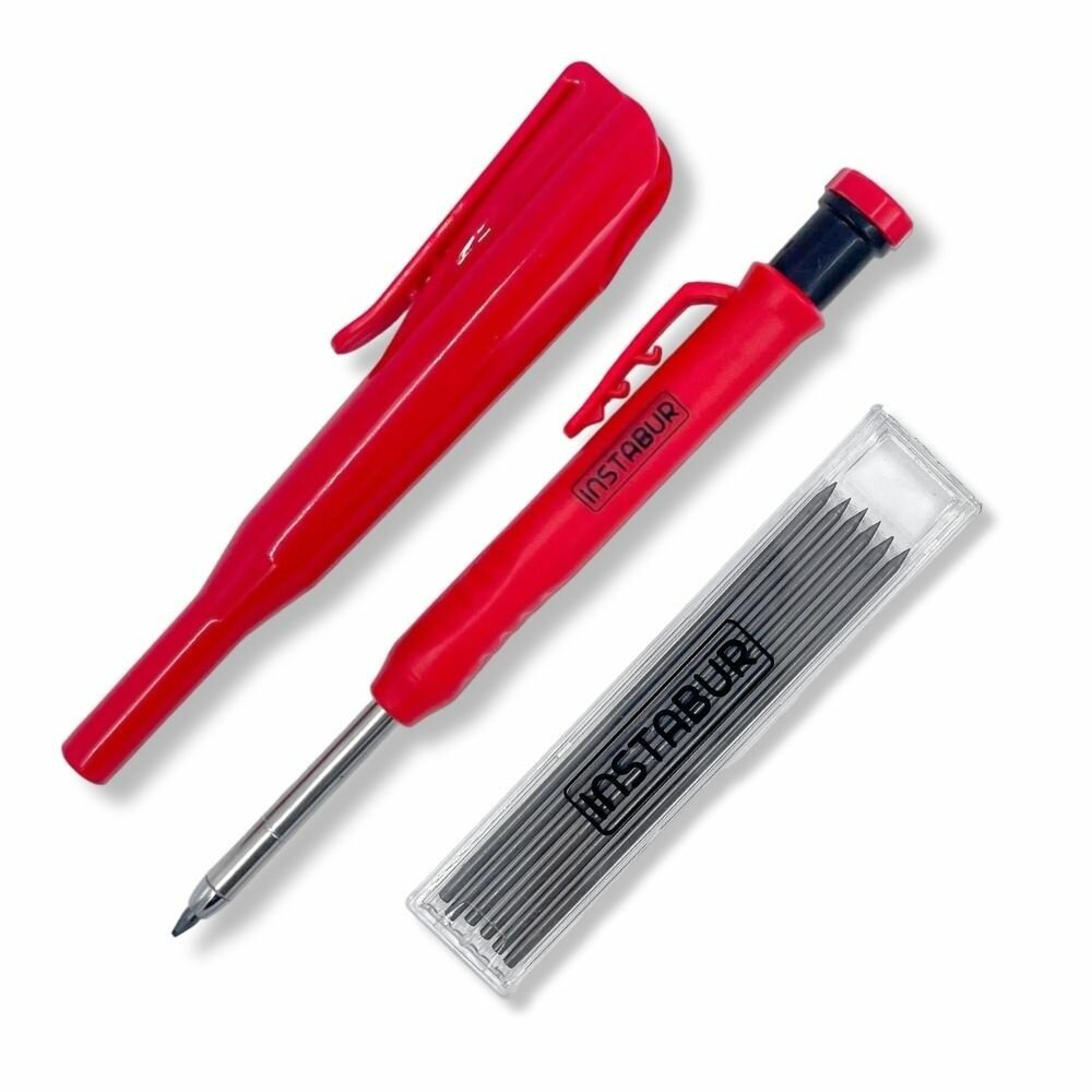 фото Карандаш строительный автоматический + 6 грифелей (2,8мм), GREEN