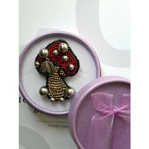 Брошь CRAZY CRYSTAL, красный, серый