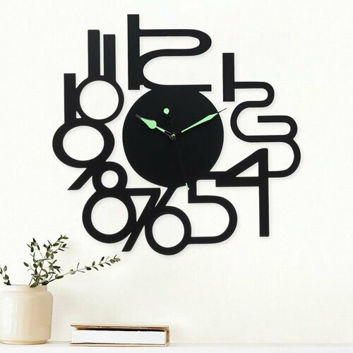 Часы настенные из металла Хайтек бесшумные d-40 см светящиеся АА 2718₽