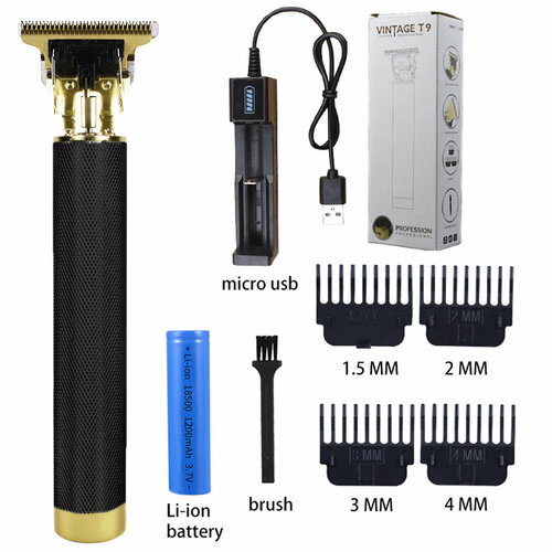Электрическая машинка для стрижки волос модель T9 с зарядным устройством цвет черный 50200₽