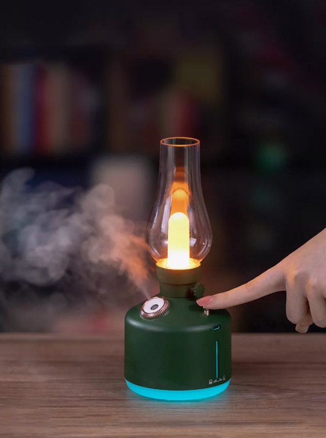 фото Ночник - увлажнитель воздуха 2в1 "Ретро лампа" Vintage Lamp LA-0621W с подсветкой / Аромадиффузор беспроводной керосиновая лампа