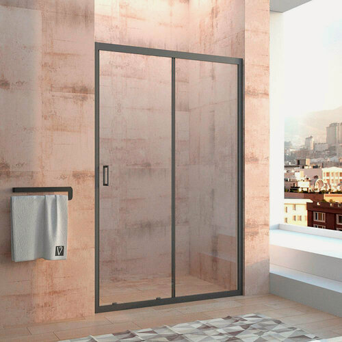 Изображение товара Душевая дверь Veconi VN46B-140-01-C5 150х185 см профиль черный, стекло прозрачное