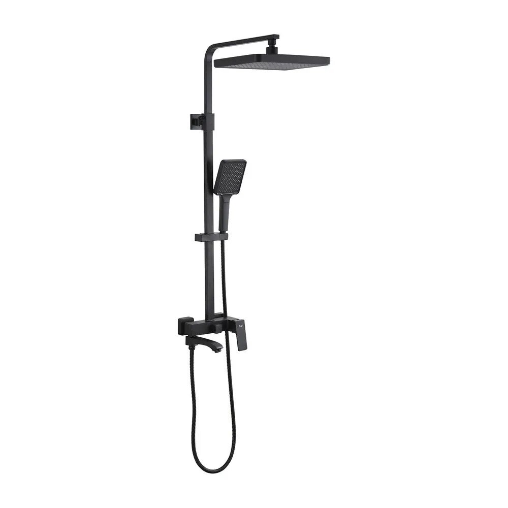 фото Душевая стойка с тропическим душем Frap F2476-6, черный матовый