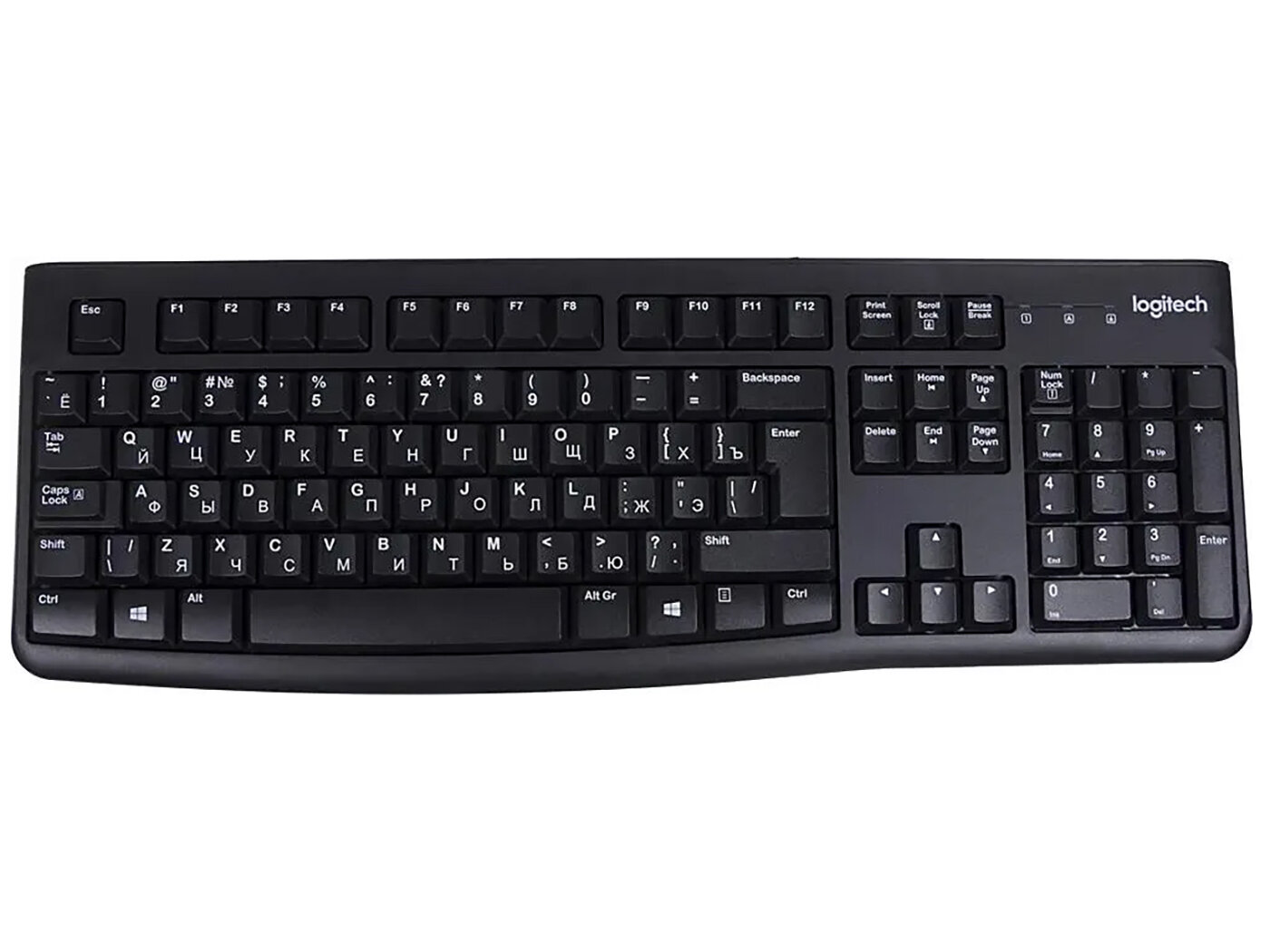 Клавиатура проводная Logitech K120 (920-002522) подсветка, numpad, Черный