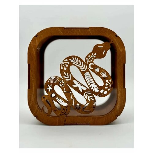 Копилка для денег деревянная прозрачная 16*16*6 змей