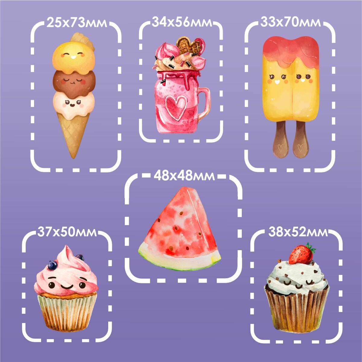 Термонаклейки на одежду Акварель вкусняшки — фото 1